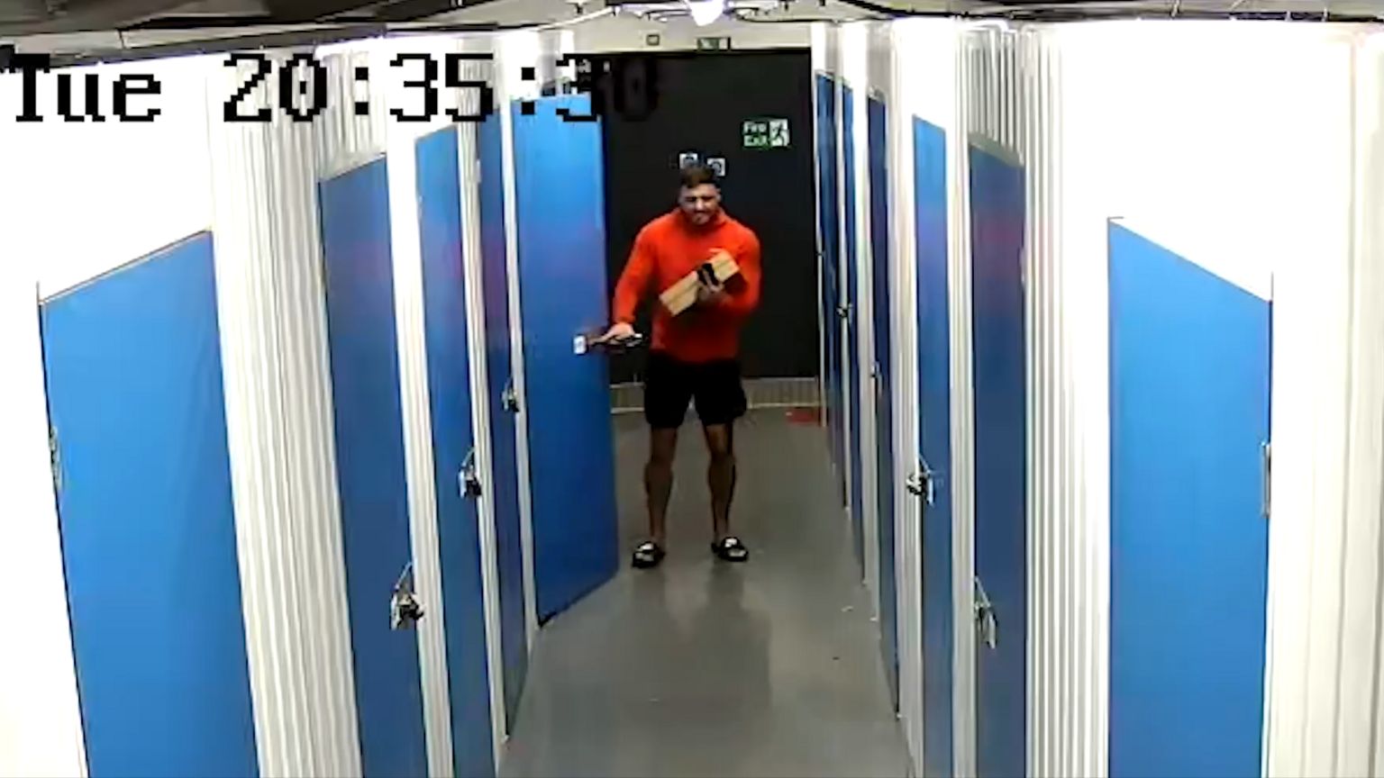 CCTV footage of Reece Barns in a lock-up