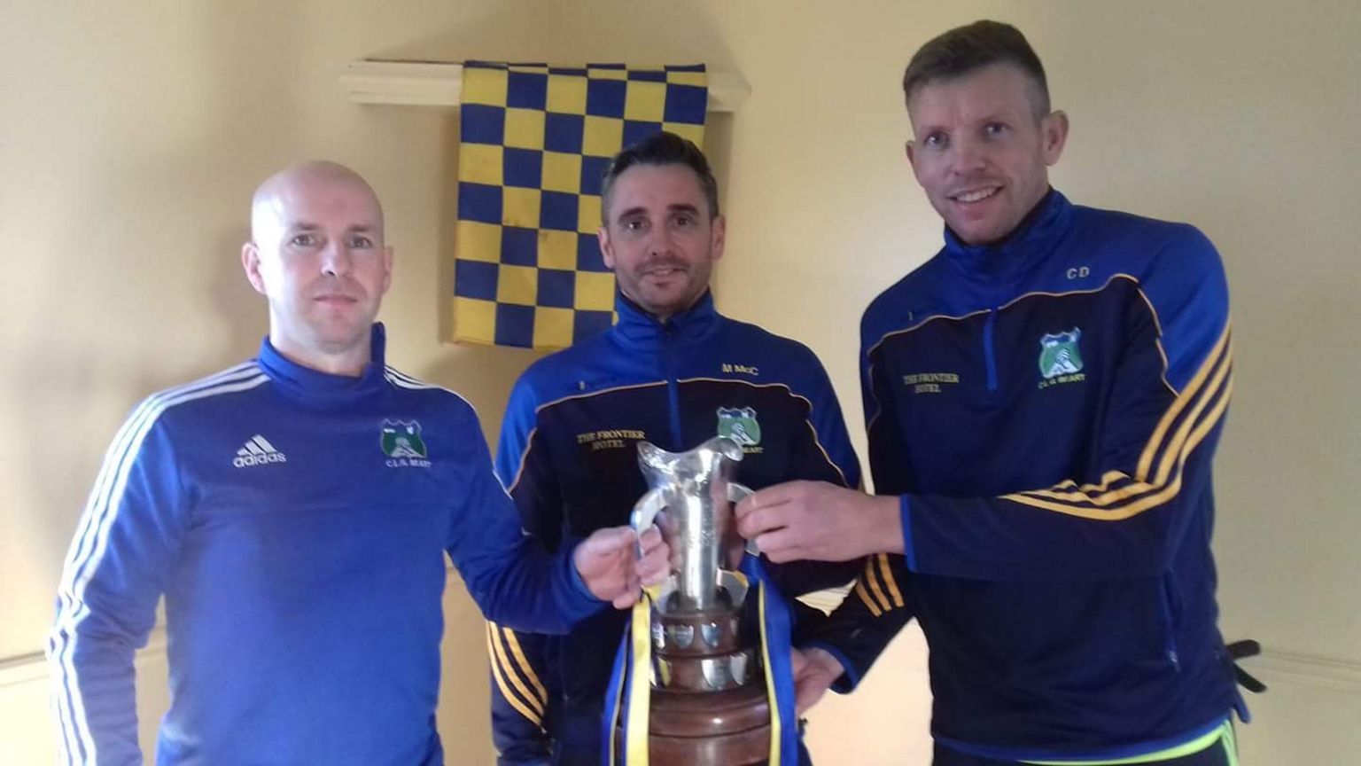 From left: Niall Campbell (38, 19 titles), Mickey McCann (40, 20 titles) and Ciaran Dowds (41, 20 titles)