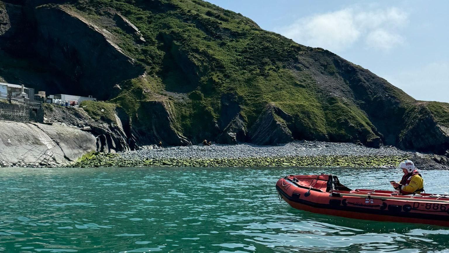 A person was rescued after falling down a cliff