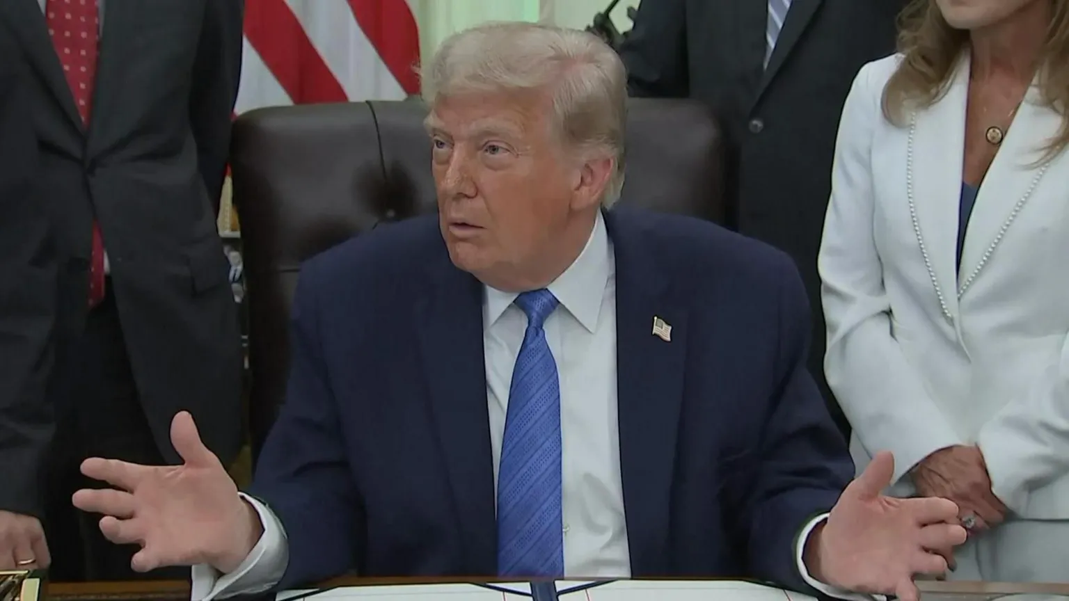 Trump at his Oval Office desk