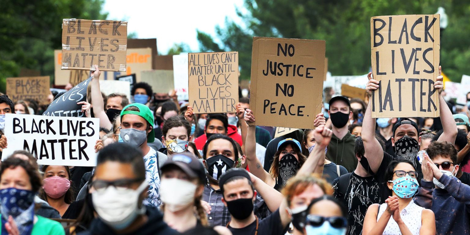 Black Lives Matter protest in the US - prompted by the death of George Floyd in Minneapolis on 25 May 2020
