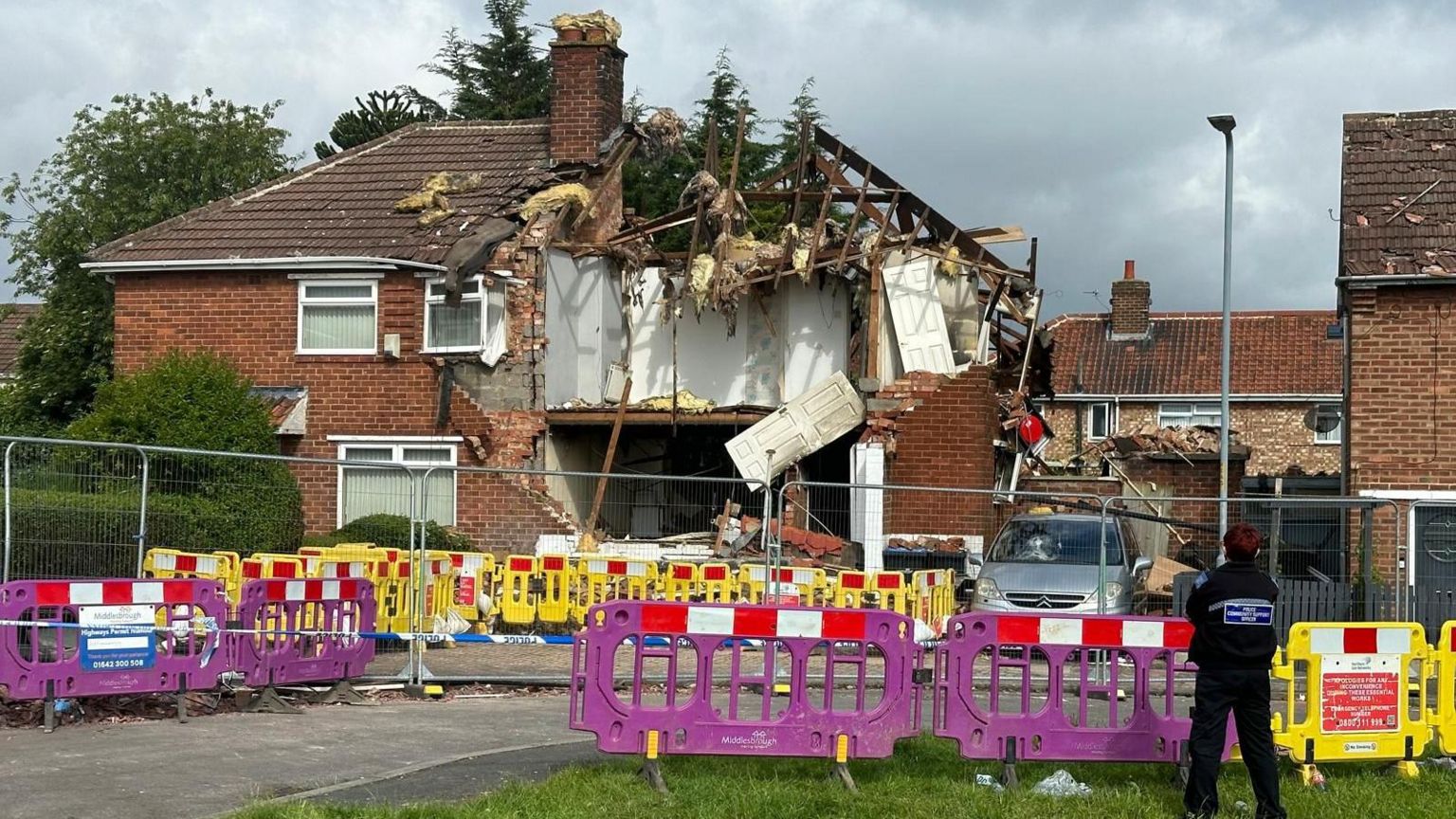 Scene of house explosion after blast destroyed house 
