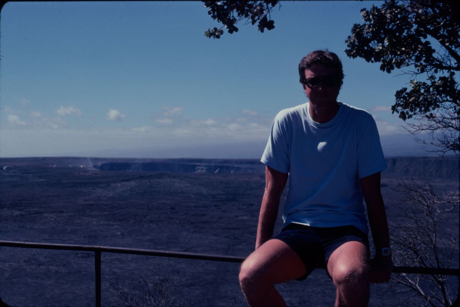 Michael Crichton pictured by a volcanic rim