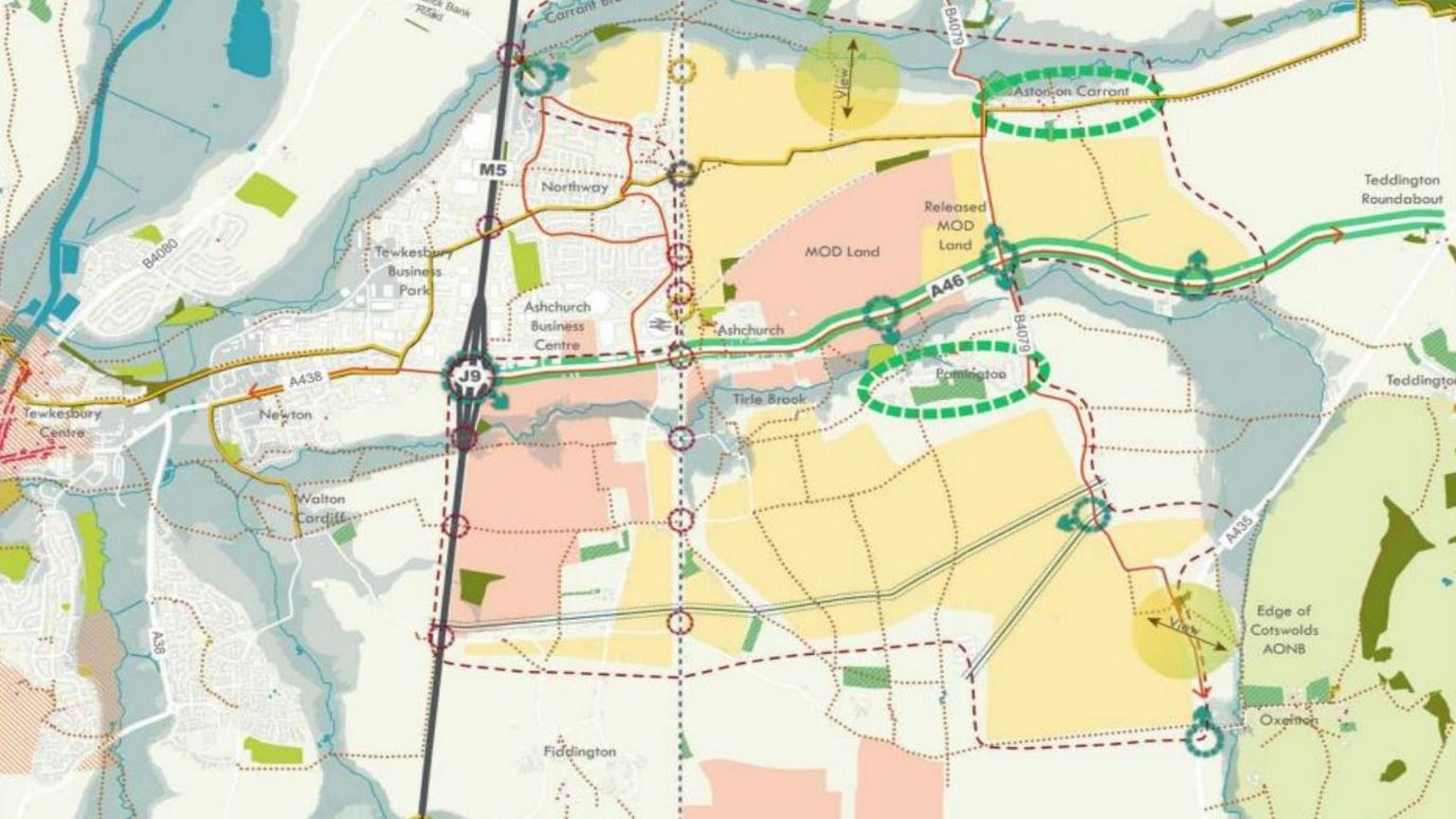 A map showing where the development would be