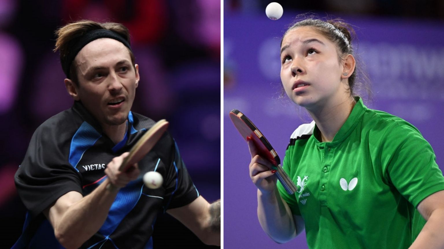 Liam Pitchford and Anna Hursey playing table tennis