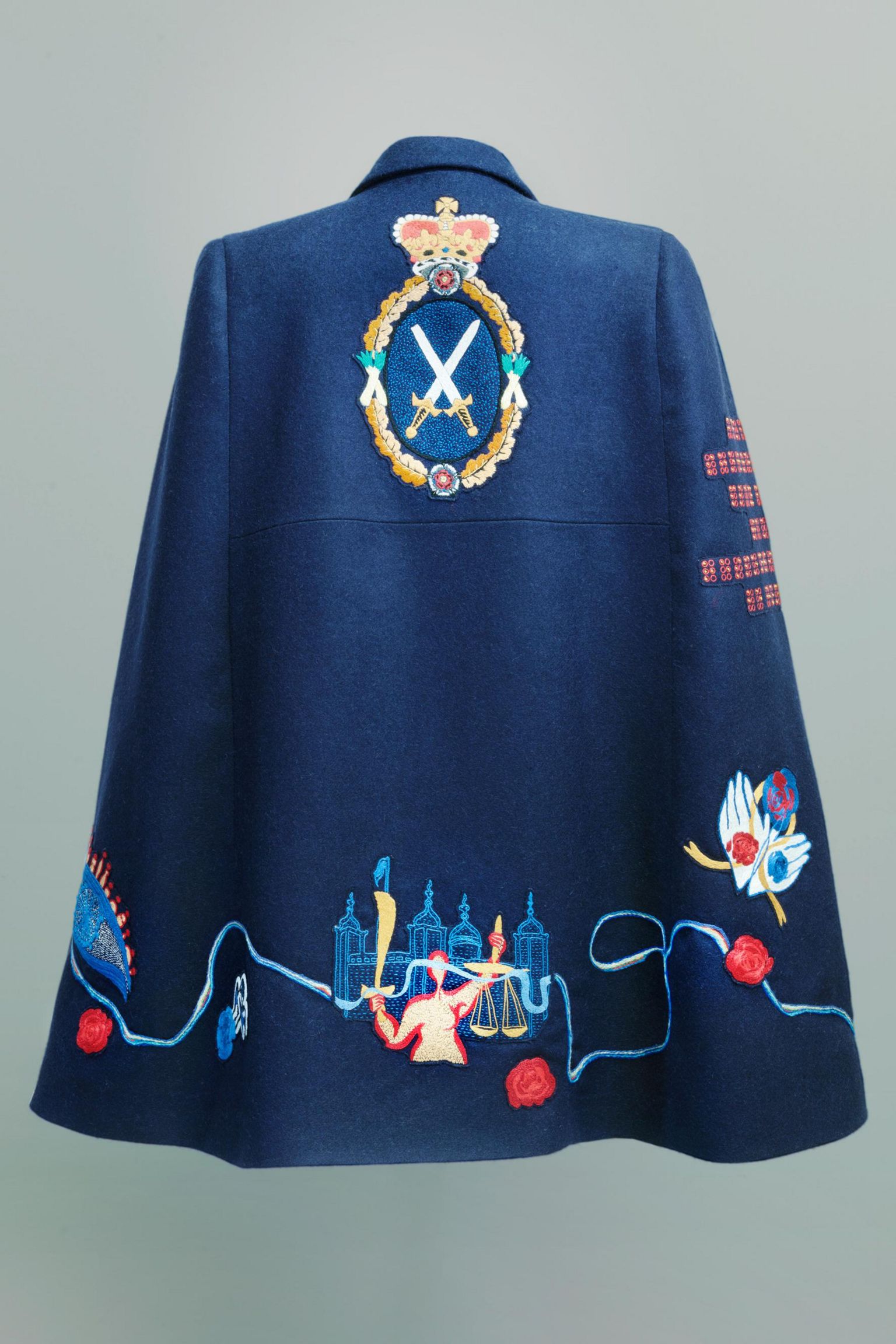 The first garment created for the High Sheriff of Greater London featuring designs from London College of Fashion