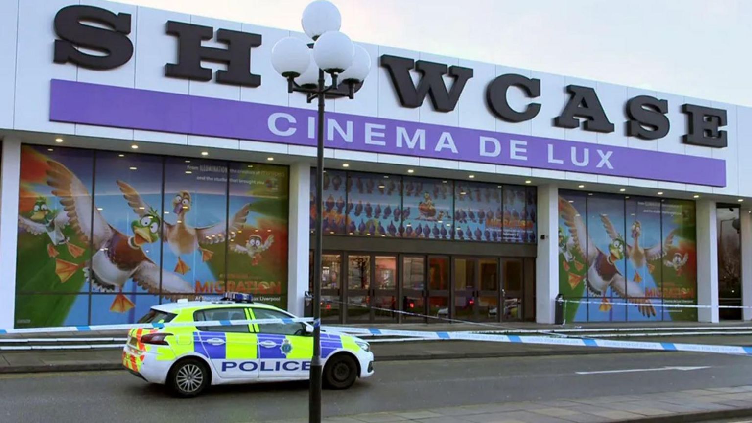 Police car outside Showcase cinema at time of incident