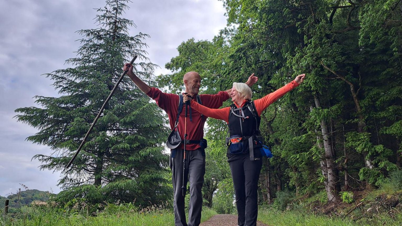 Mr and Mrs Sutton celebrating 1,000 miles just north of Inverness