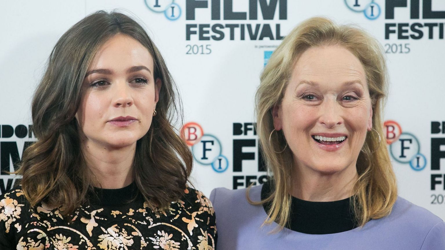 Carey Mulligan (left) and Meryl Streep at a photocall for their new film, Suffragette, at The Lanesborough Hotel, in London