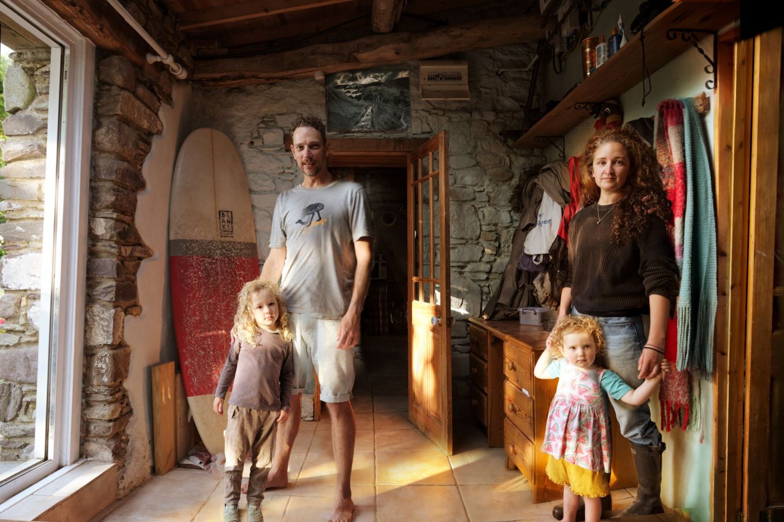 Francois Beyers, his partner Joanne and their two children Jack, age five, and Lowri, in the image chosen for the Ikea campaign