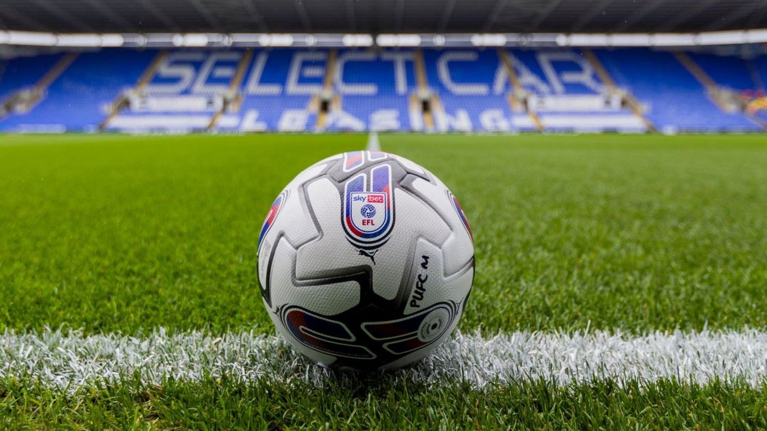 Official matchday ball on the touchline at Reading's Select Car Leasing Stadium.
