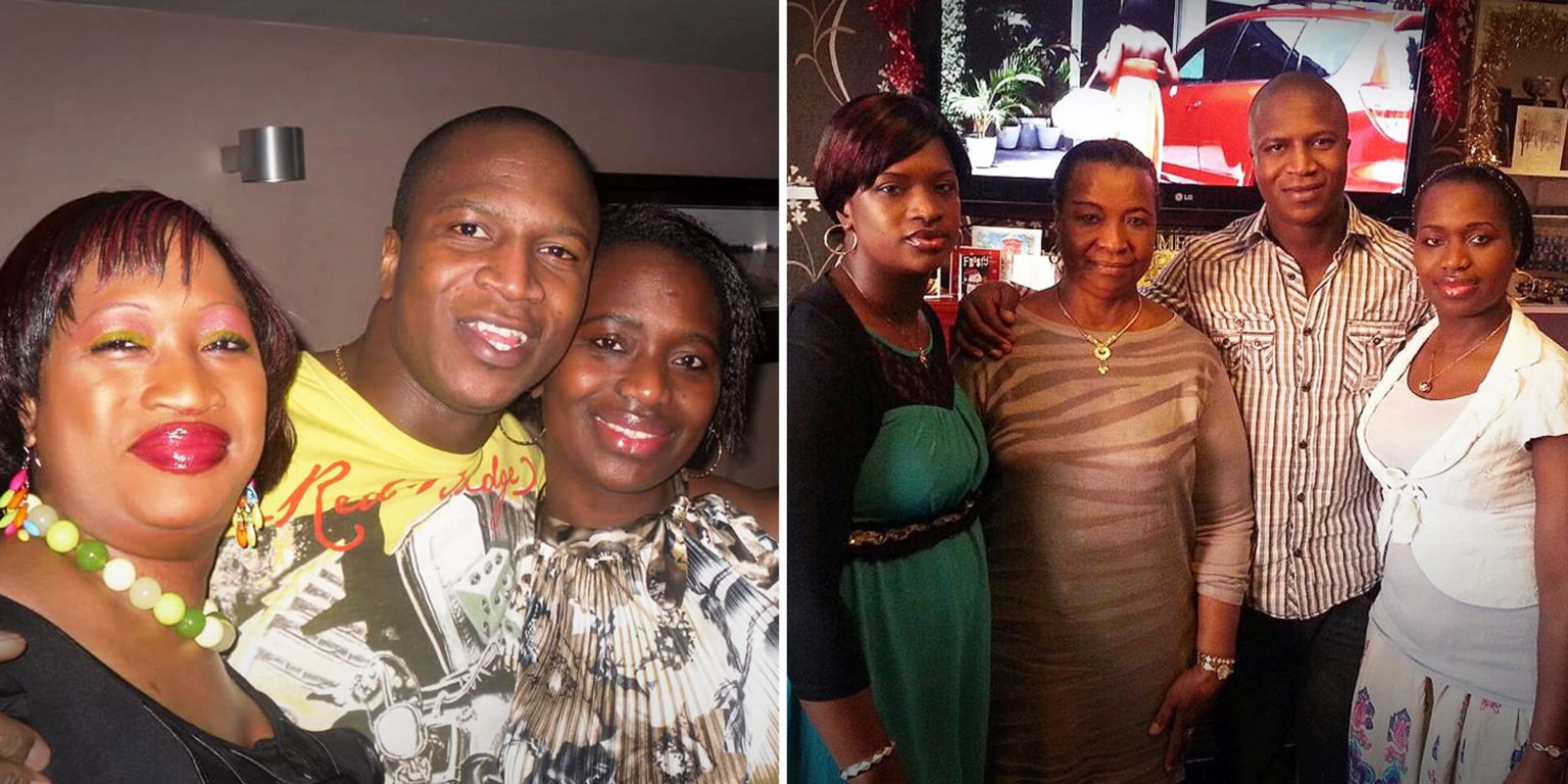 Sheku Bayoh with his sisters and mother