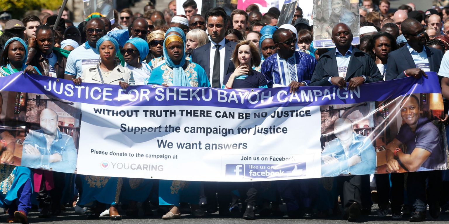 Mourners at Sheku Bayoh's funeral