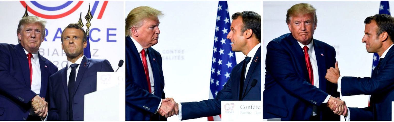 Donald Trump and Emmanuel Macron at the G7 Summit in France in August