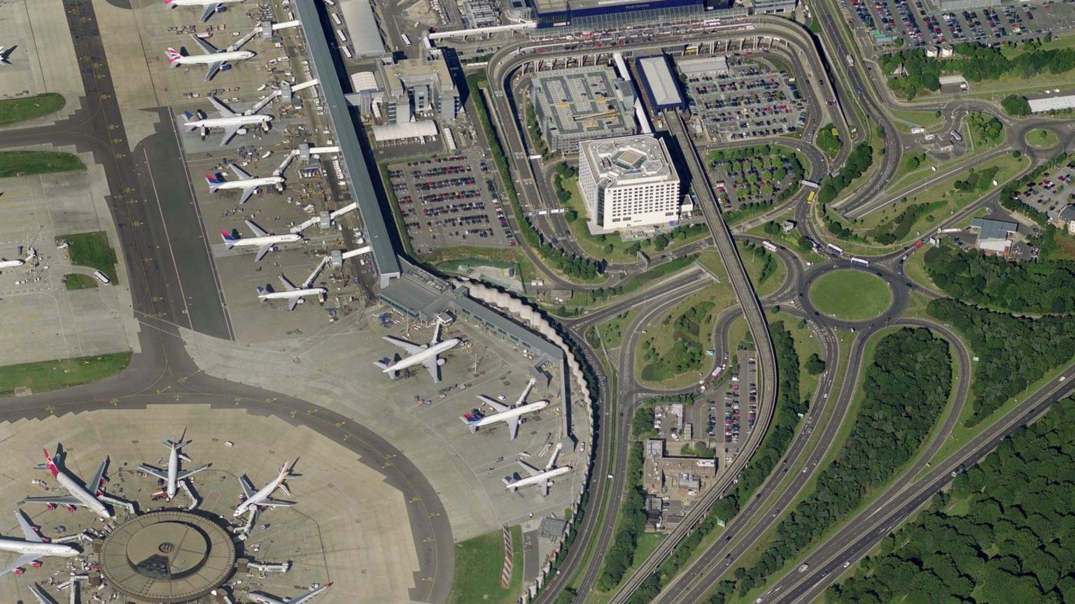 Aerial shot of Gatwick Airport
