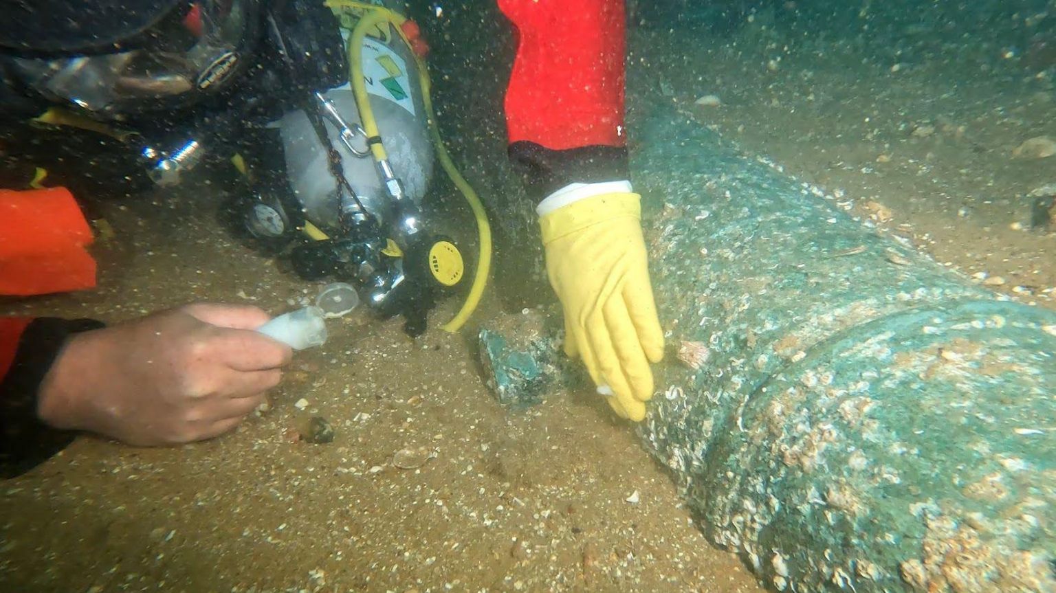 Diver marking wreck