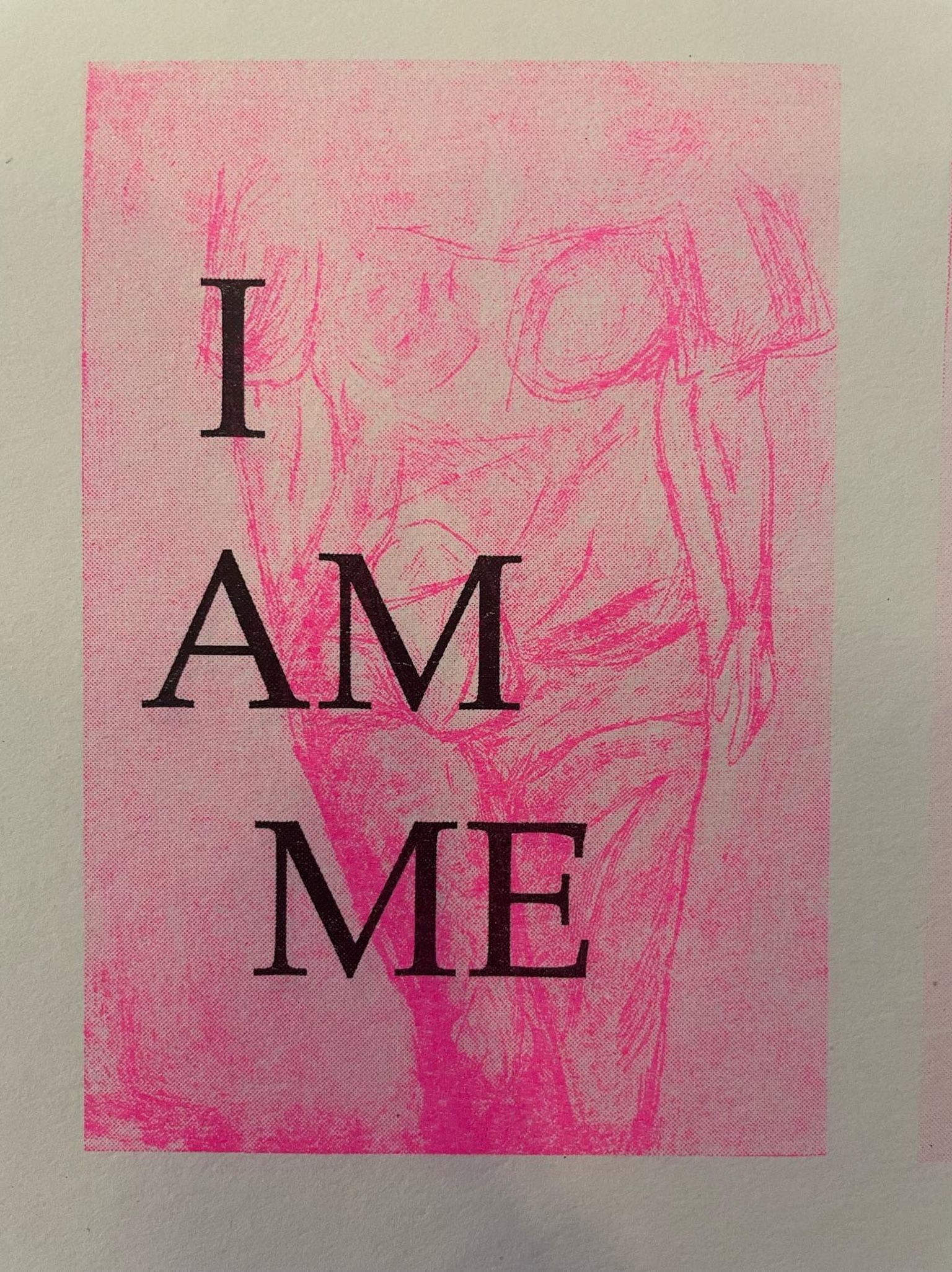 Drawing of a woman with ostomy bag saying I Am Me