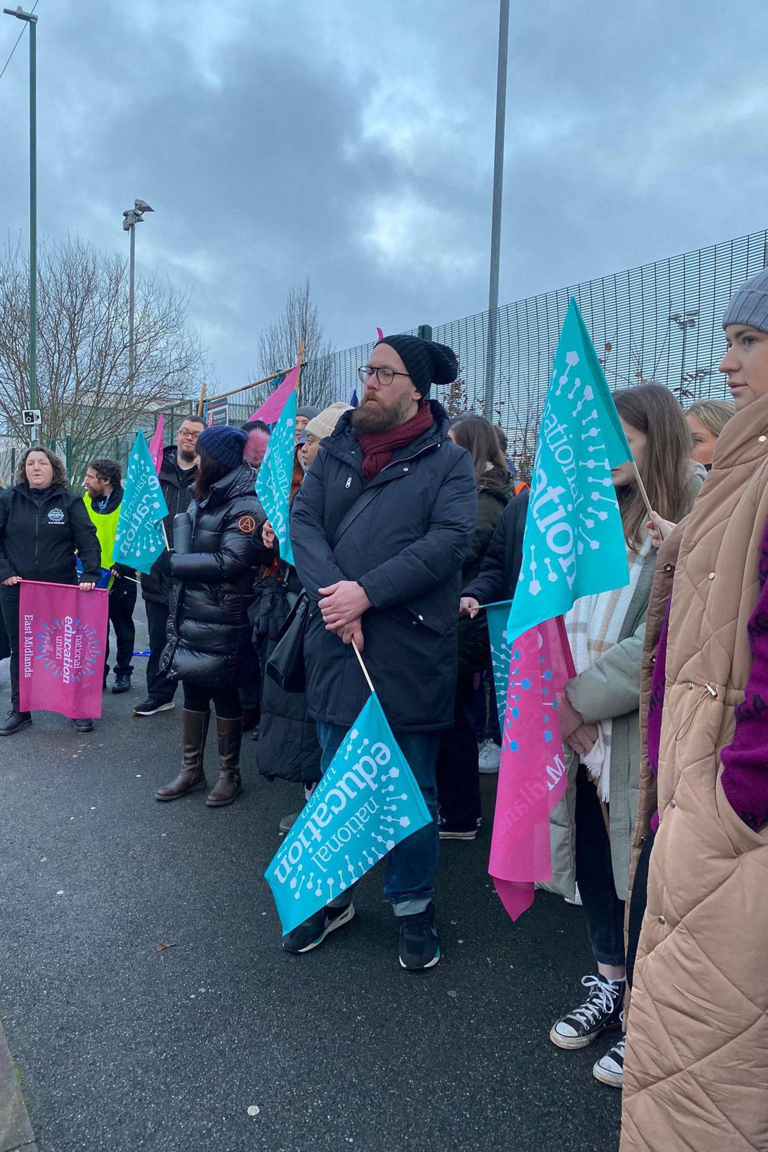 An image of Bulwell Academy workers on strike