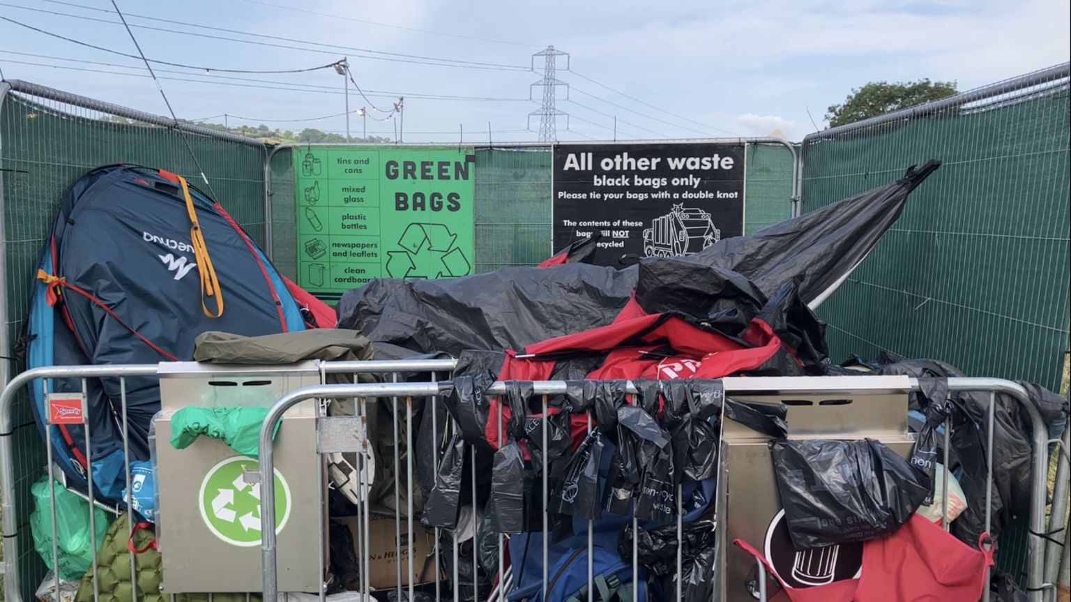 Waste piled up at Glastonbury Festival 2023