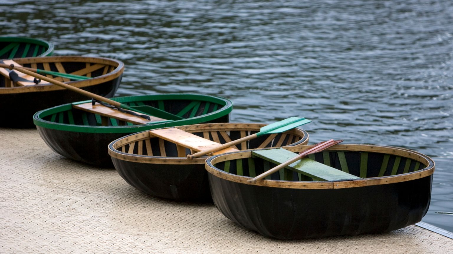 A row of coracles