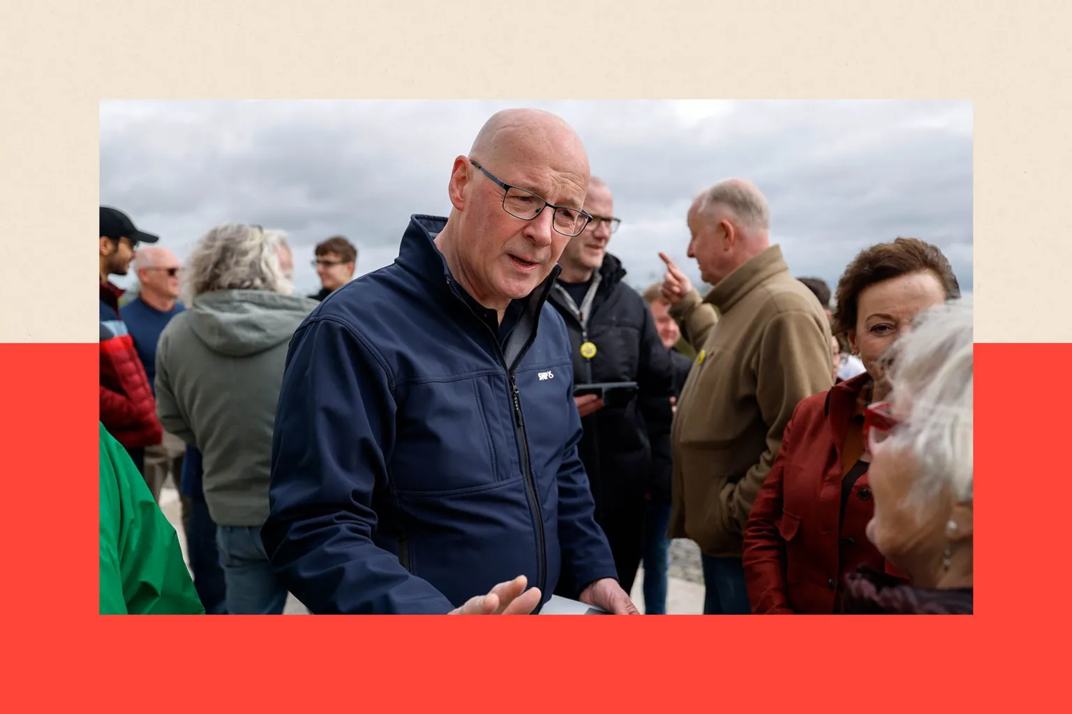 Getty Images Supporters gather at Dundee Law as First Minister John Swinney speaks to people.