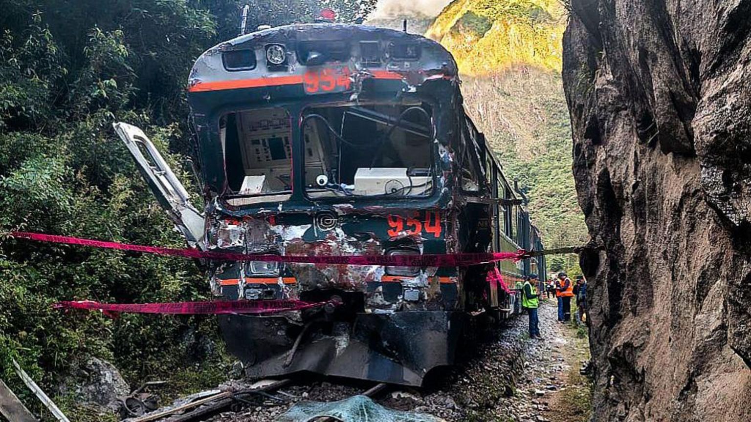 Machu Picchu train crash: injured passengers helped from train after head-on collision near the Inca citadel