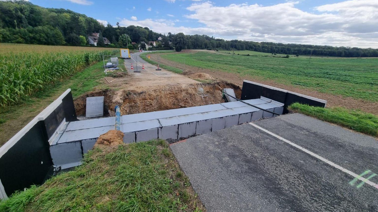 Roadworks on a French road