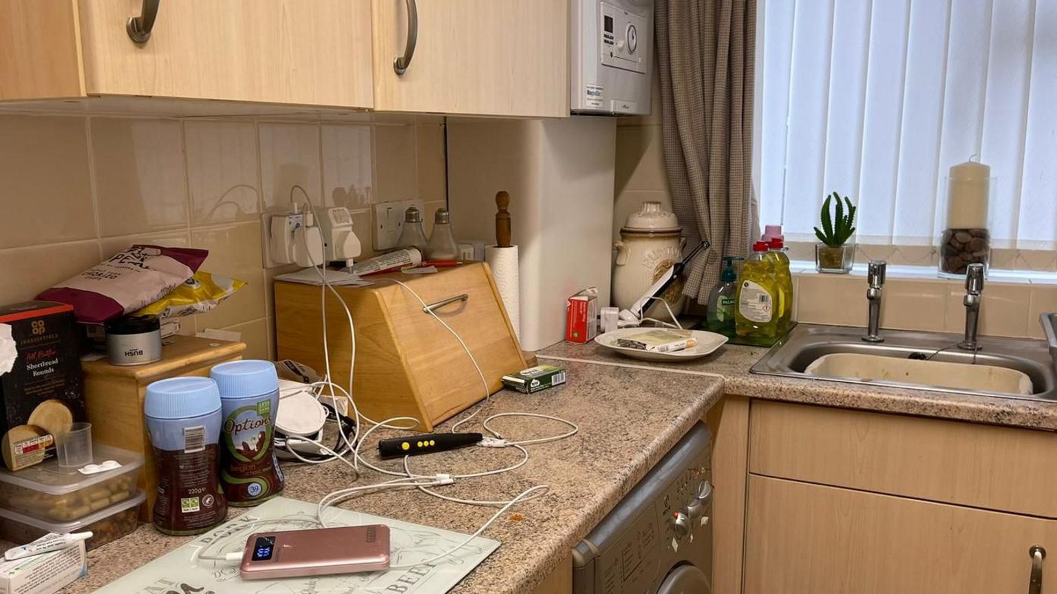 Ms Kalvans' kitchen work surface and sink