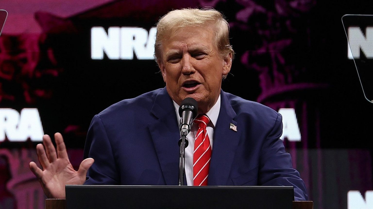 Former US President Donald Trump speaks during an NRA meeting on May 18, 2024 in Dallas, Texas.