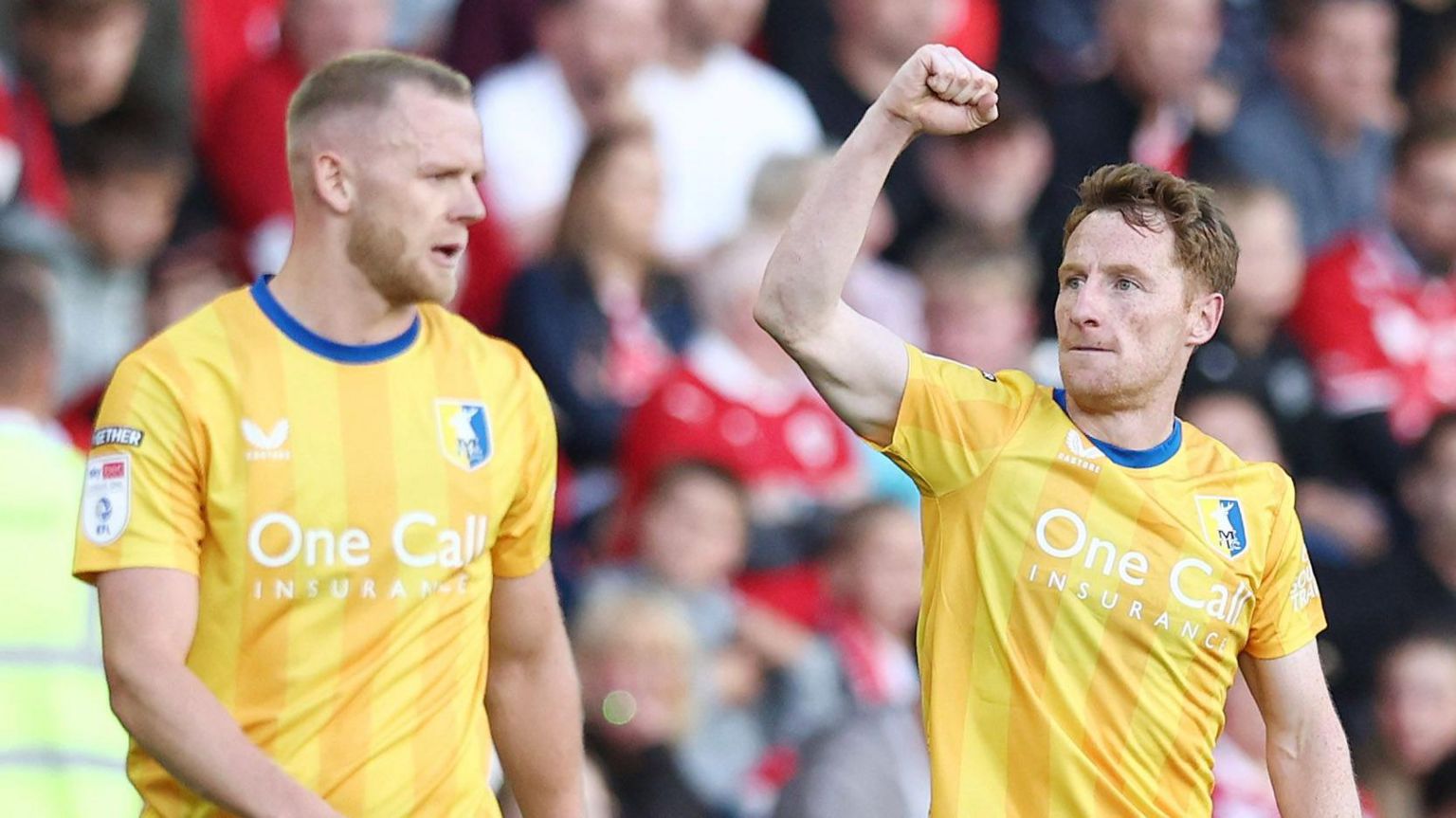 Stephen Quinn celebrates his goal at Oakwell