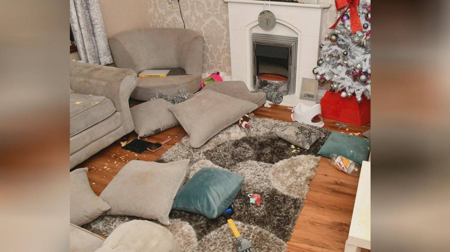 A crime scene photograph, released by the PSNI, of the house where Caoimhe Morgan's body was found