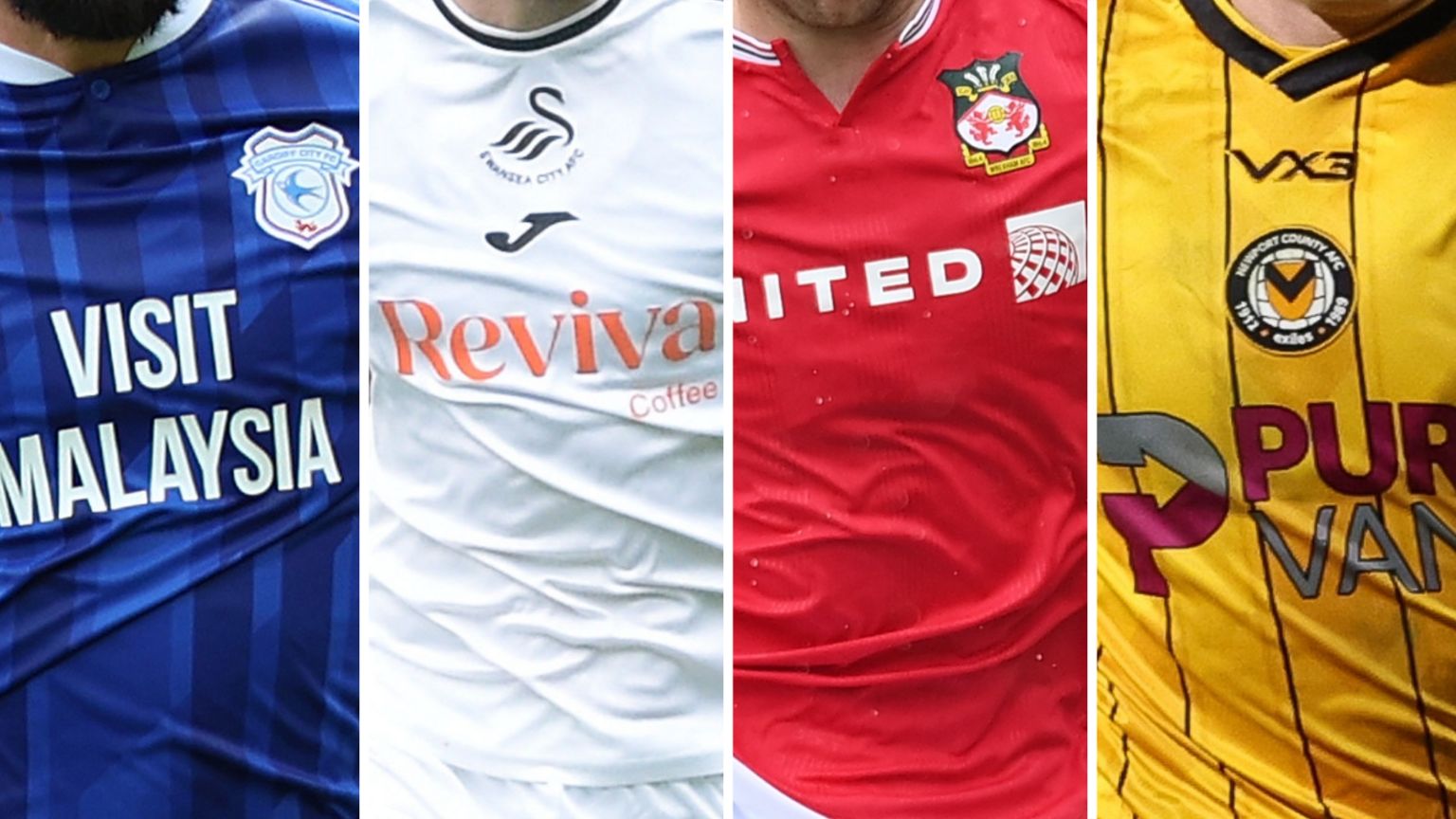 Cardiff, Swansea, Wrexham and Newport shirts