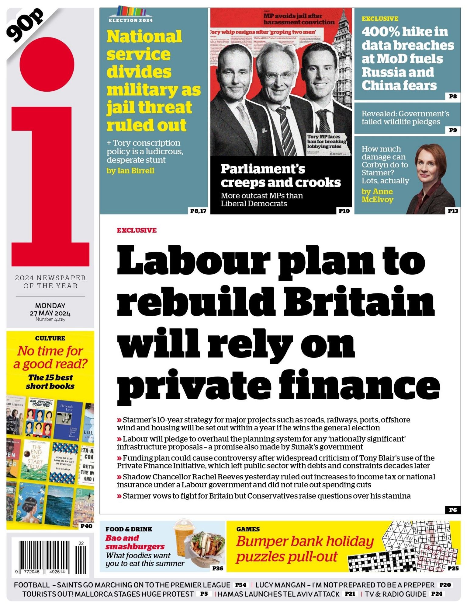 Newspaper headlines: 'Desperate' national service plan and 'soggy ...