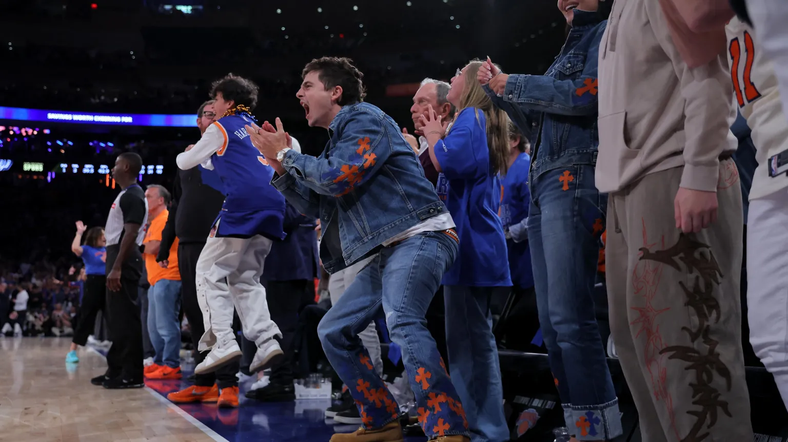 Reuters Timothee Chalamet and Kylie Jenner react in the fourth quarter between the New York Knicks and the San Antonio Spurs during game four of the 2026 NBA Finals.