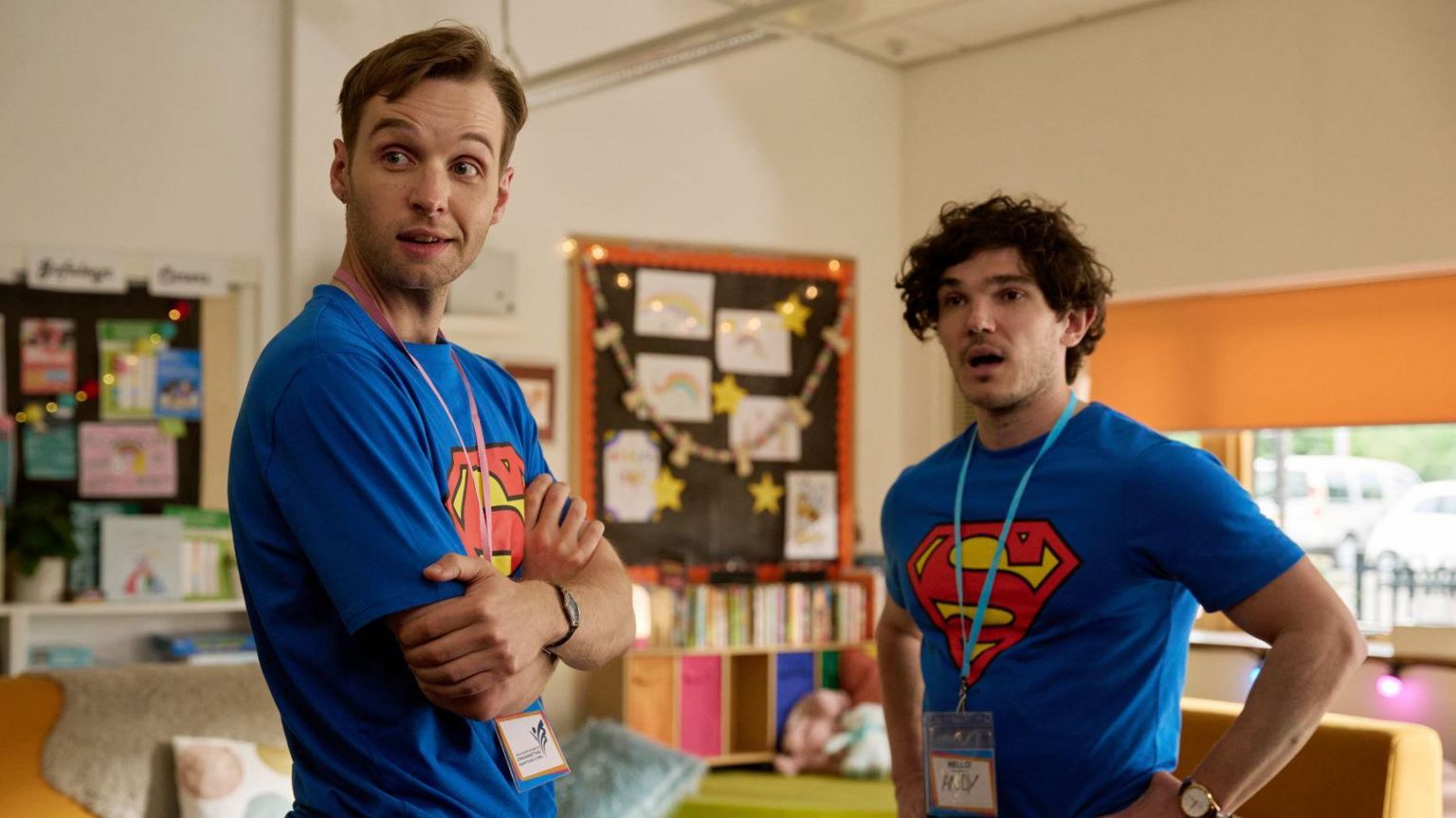 Left to right: Gabriel (played by Sion Daniel Young) and Andy (played by Fra Fee)