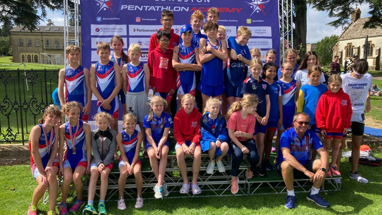 A group of children at an athletics event