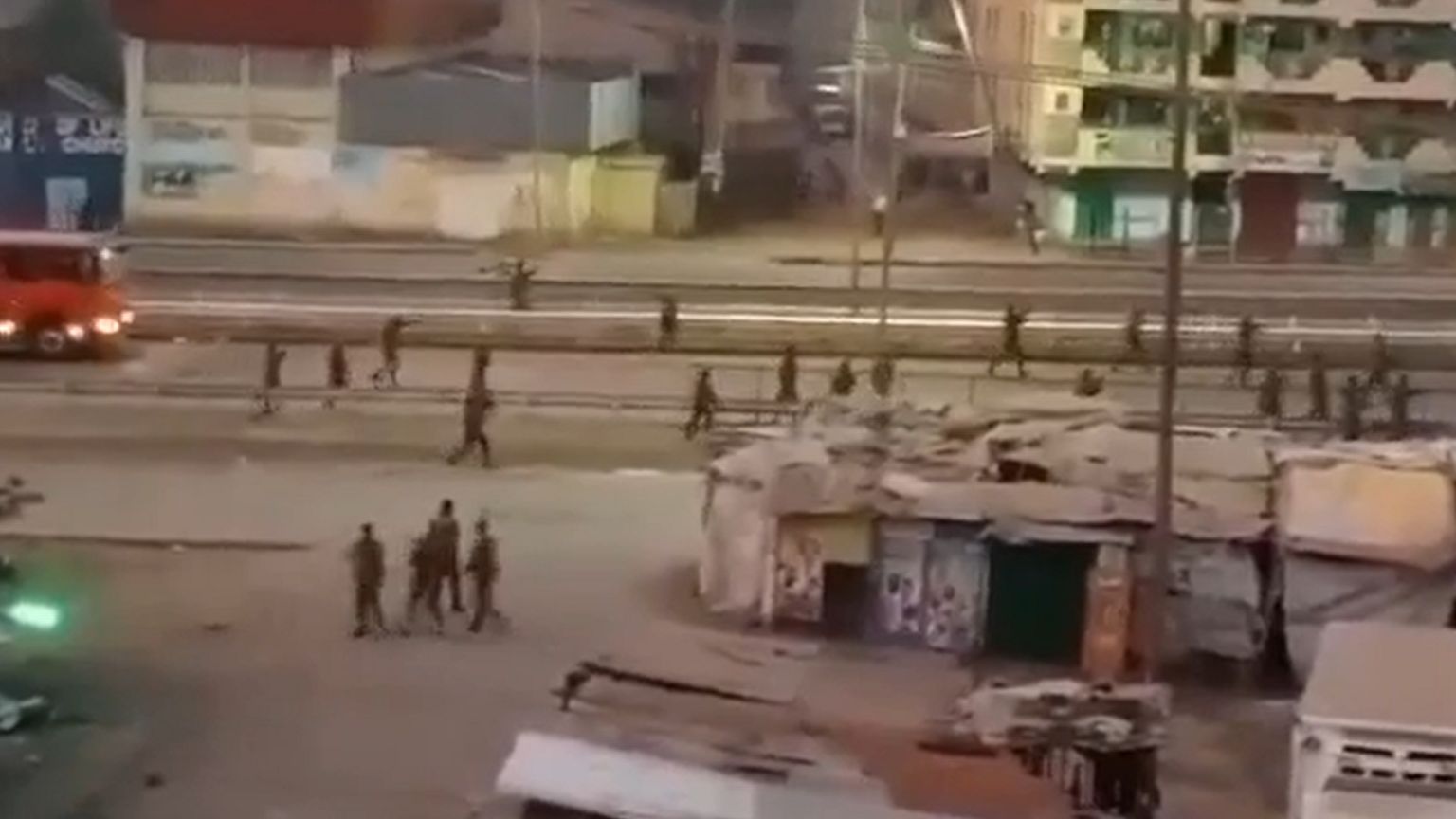 A still from a video showing securityforces