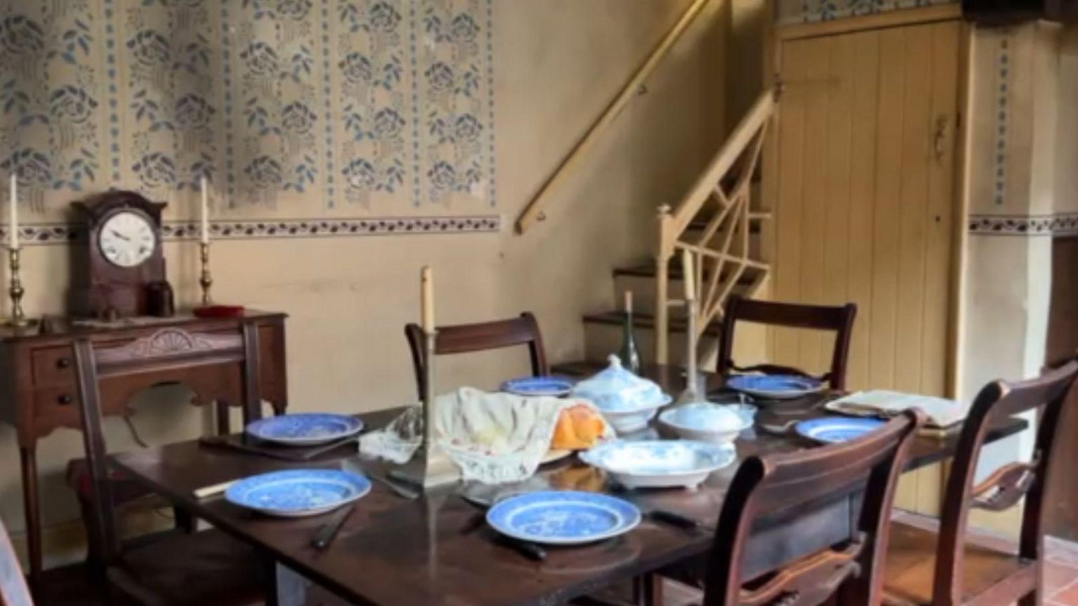 A dining room in one of the preserved back to back homes in Birmingham