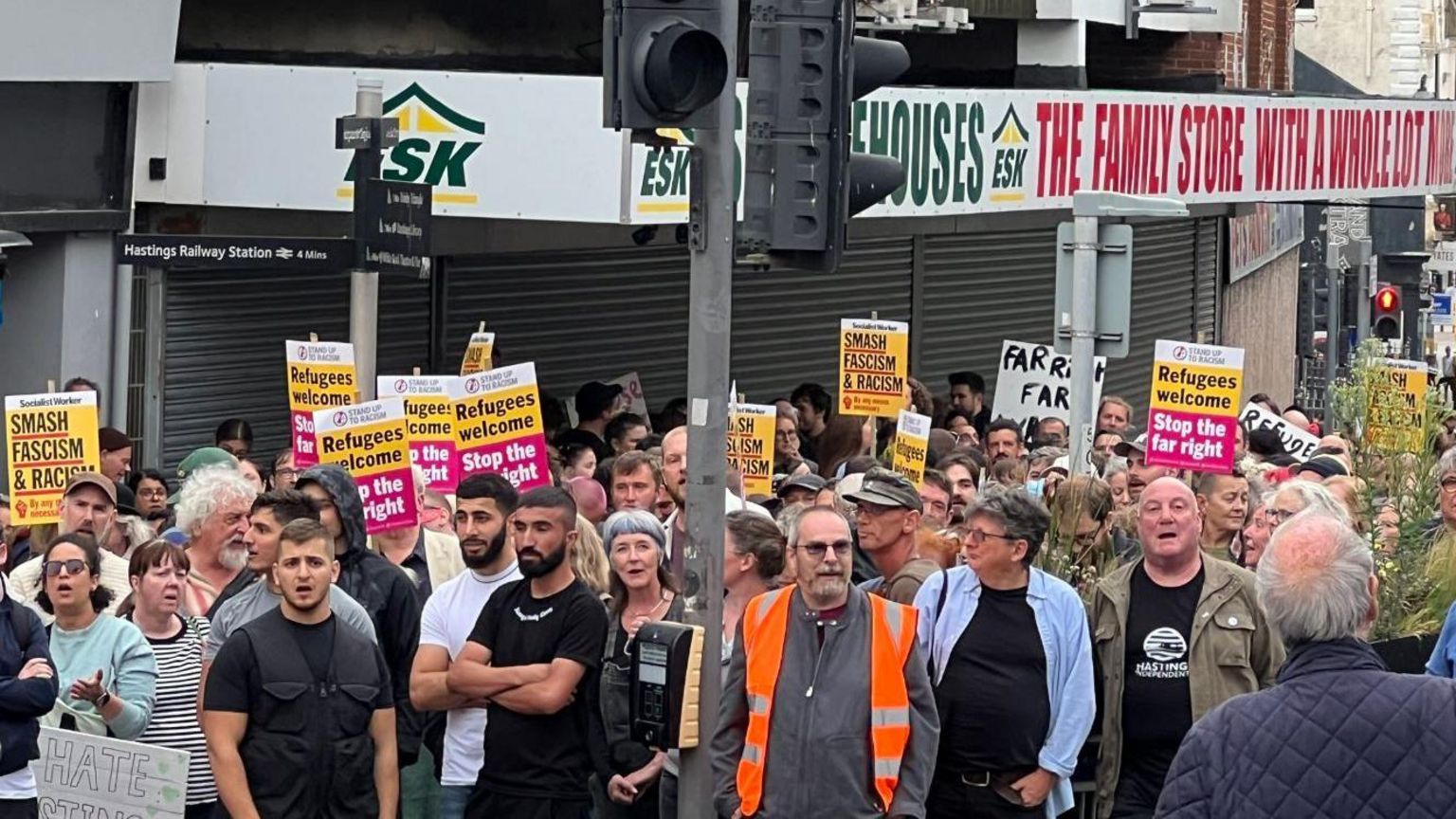 Counter-demonstrators in Hastings