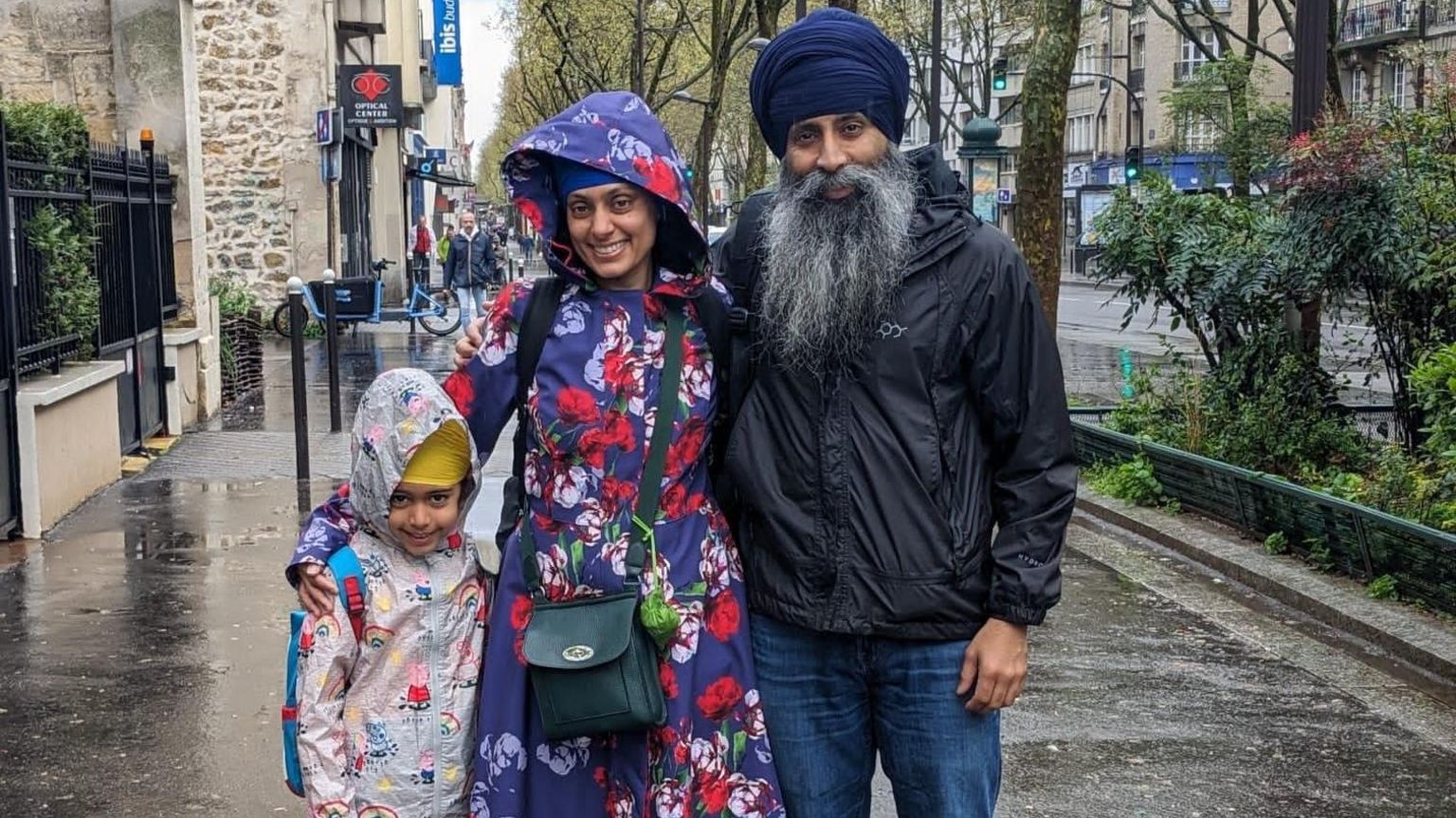 Karen Kaur with her family in Paris