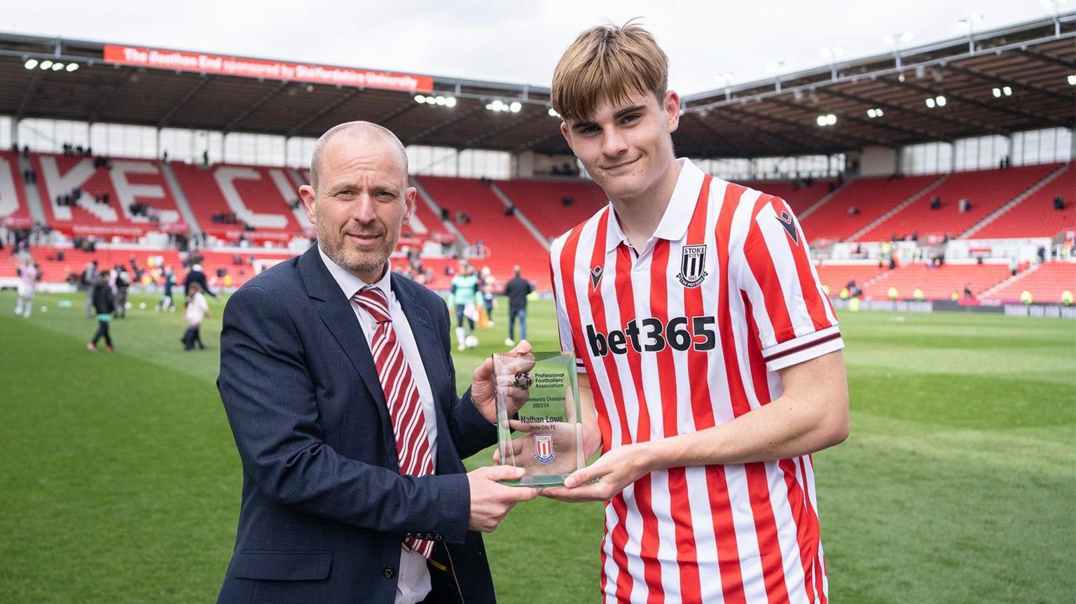 Stoke City Nathan Lowe named 2023/24 Community Champion BBC Sport