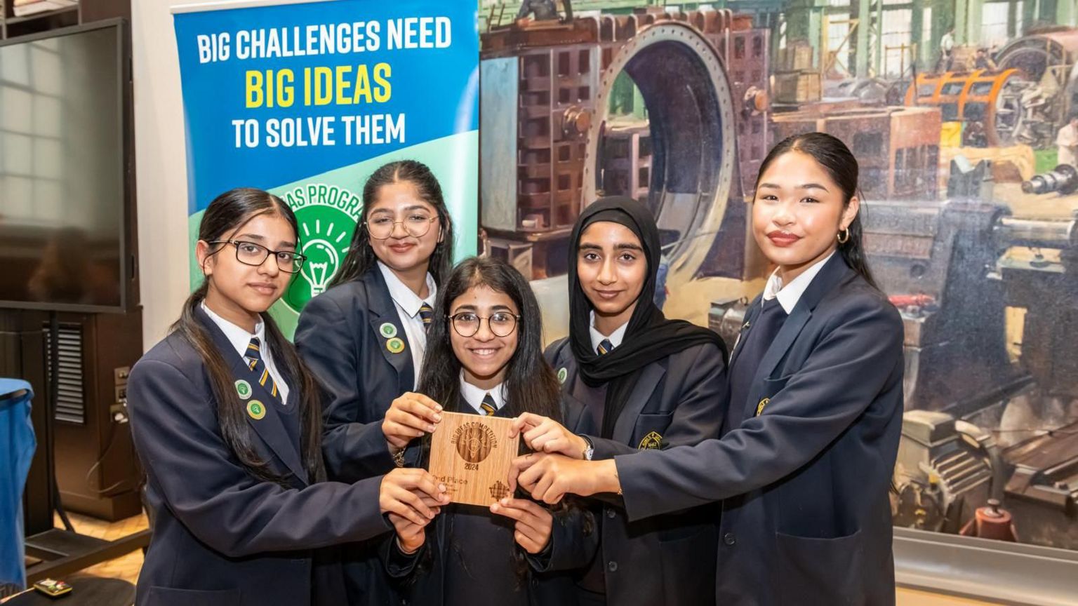 Year nine pupils Rumaysa, Saheeda, Charmaine-Brooke, Zohha and Zahraa impressed judges in the Big Ideas competition