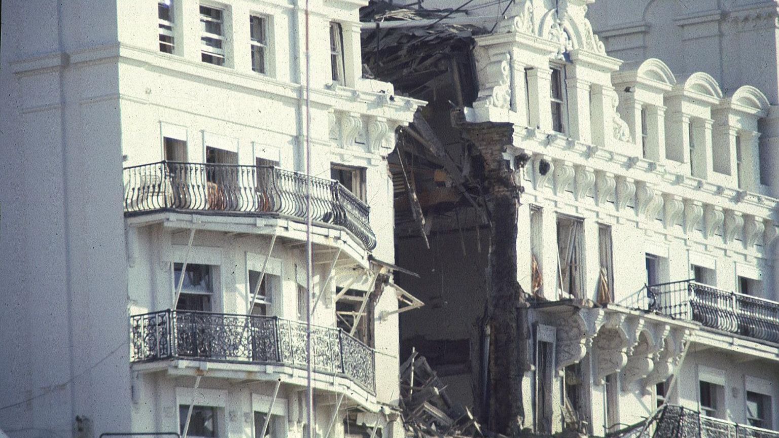 The Grand showing damage from the explosion in 1984