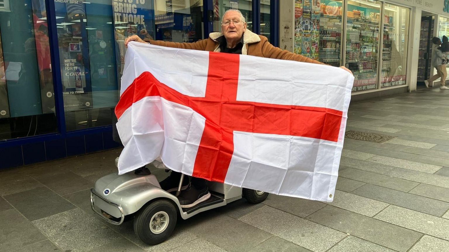 Philip Jackson with an England flag