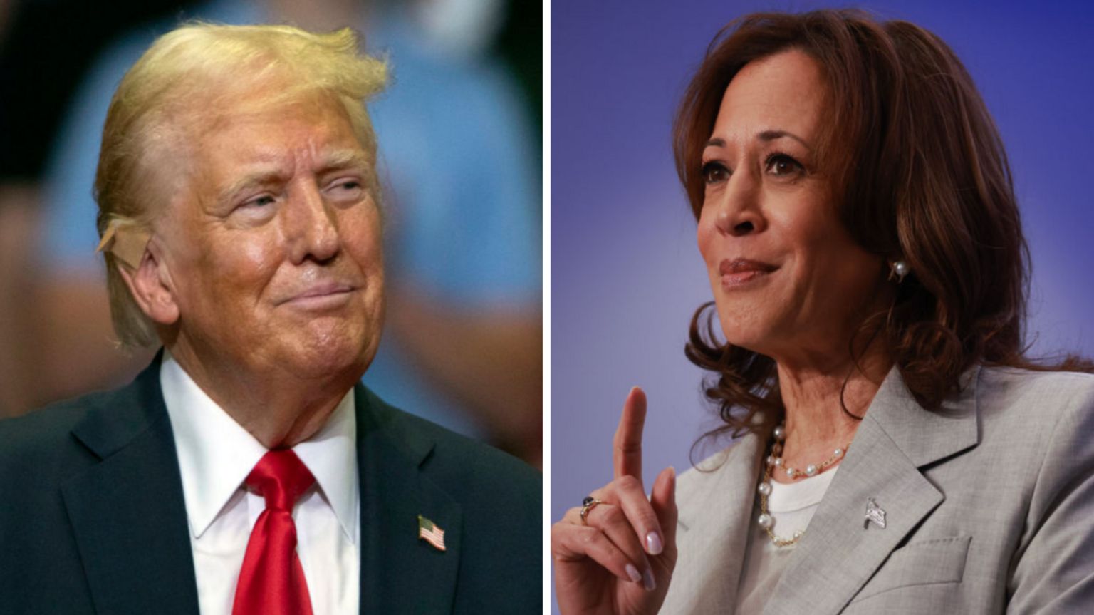 Composite image of Donald Trump and Kamala Harris