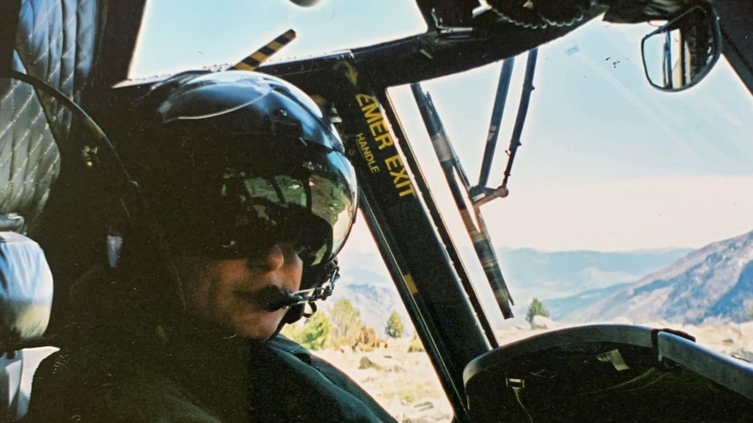 Image of Kai Macnaughton inside a helicopter
