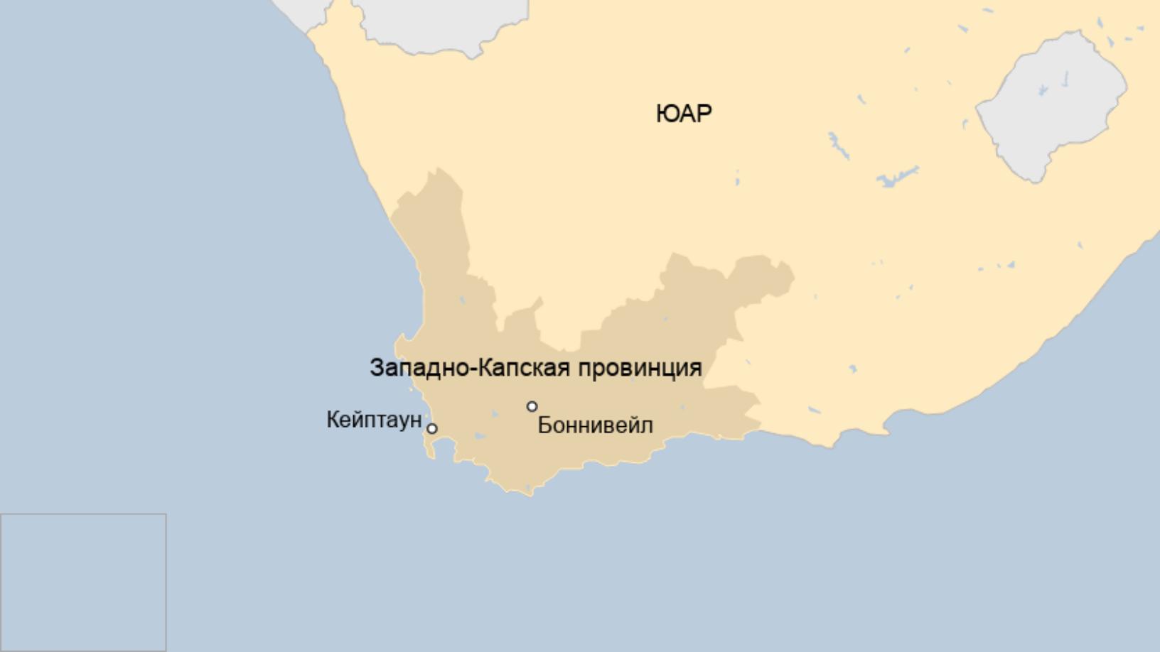 Map: Карта Западно-Капской провинции Южно-Африканской Республики