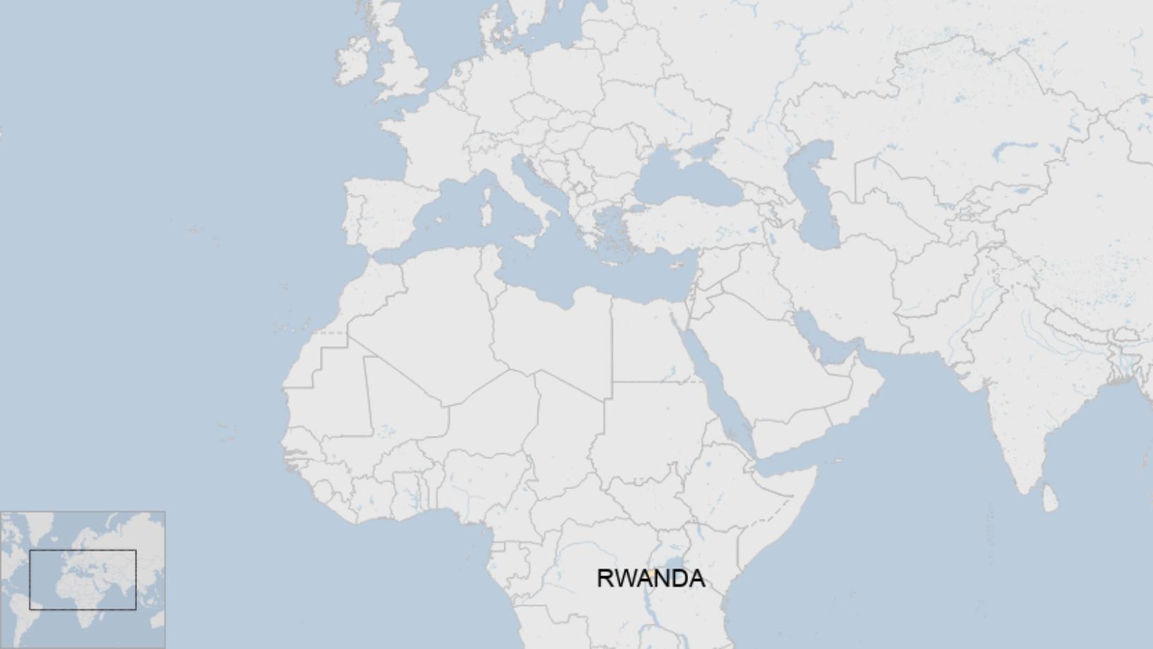 Map: Rwanda, and its location in relation to UK