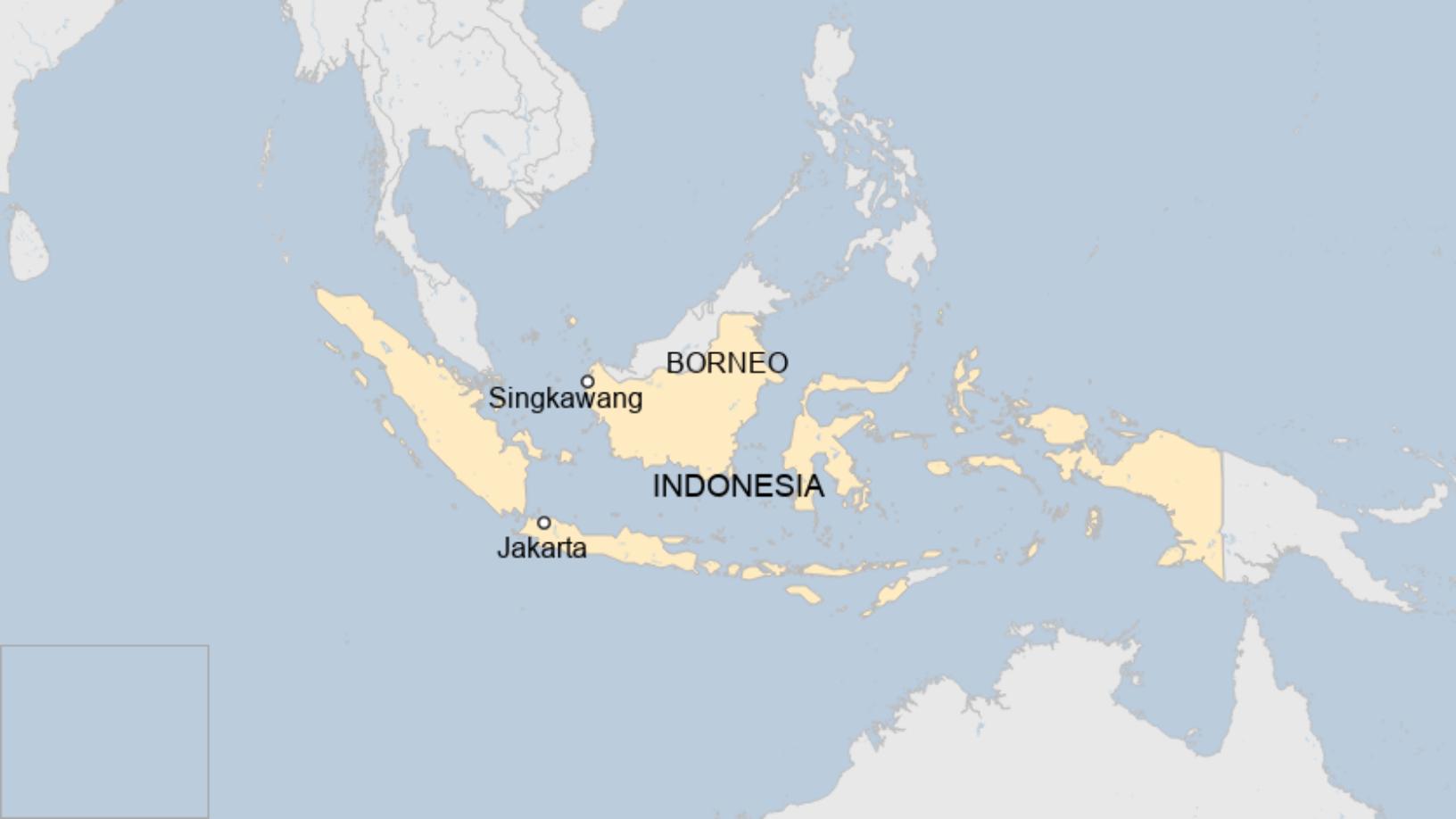 Map: Map of Indonesia, showing the town of Singkawang
