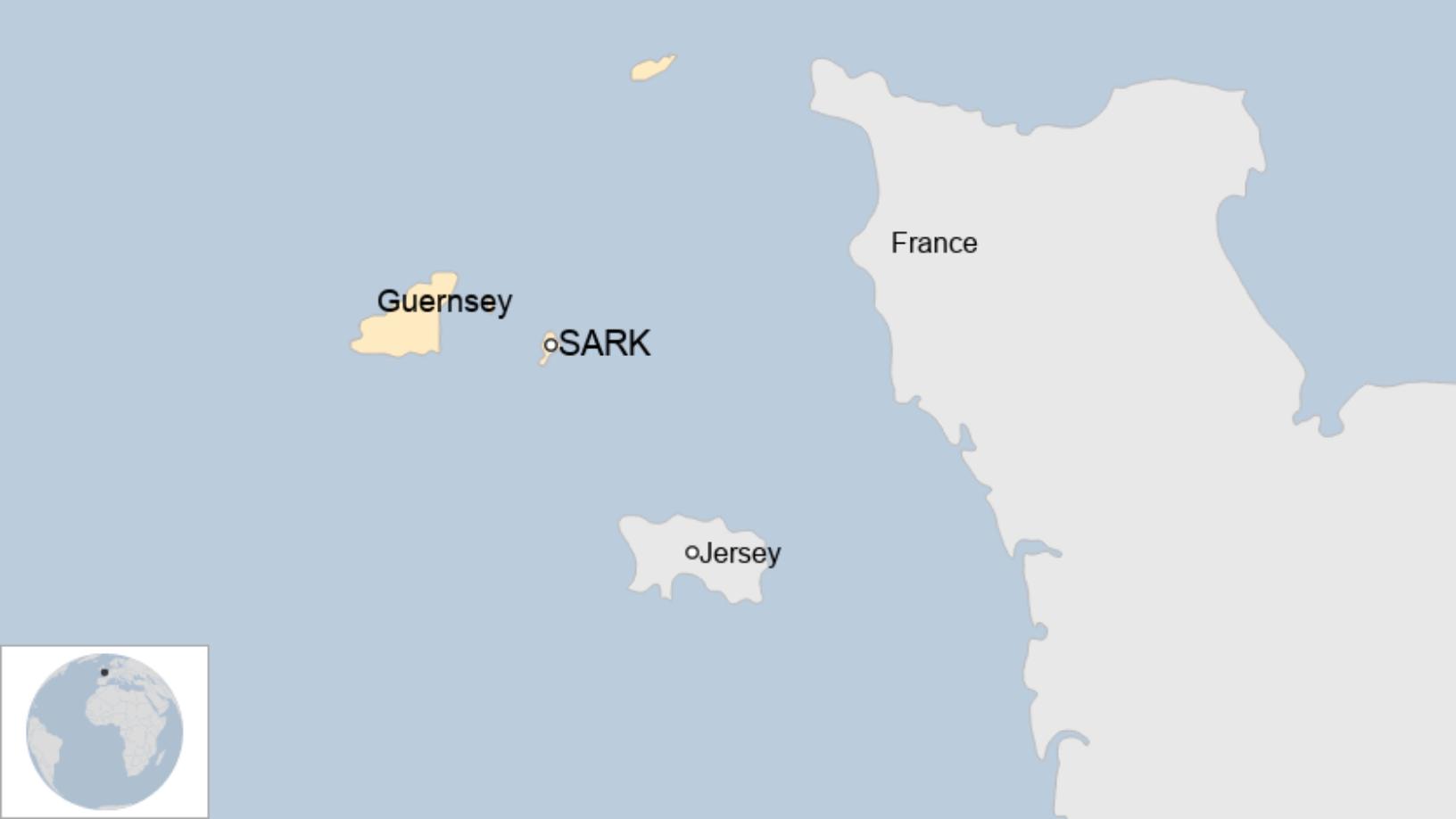 Map: Map showing location of Sark in the Channel Islands